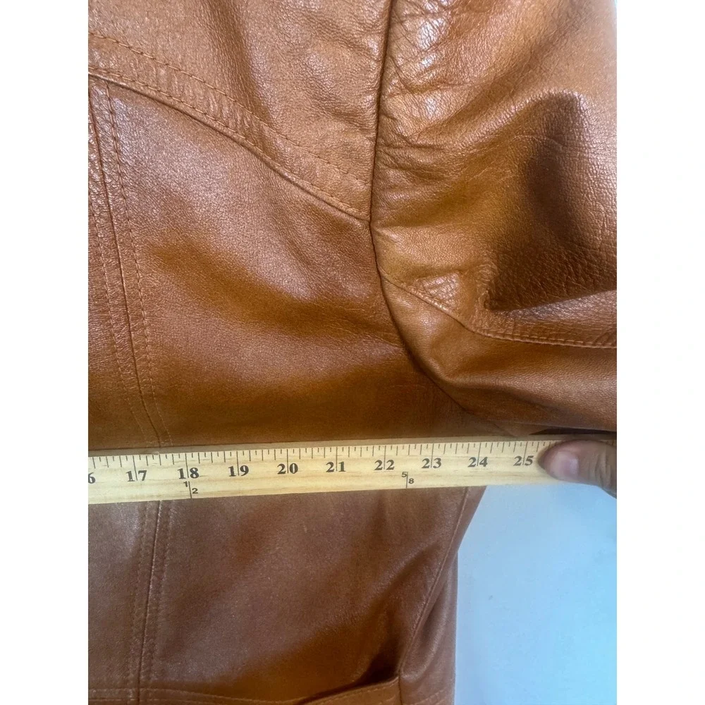 Vintage Johnstone Walker Mens Brown Leather Blazer Jacket Quilted Liner 48 XL